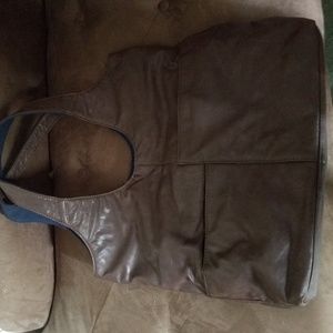 Brown leather satchel